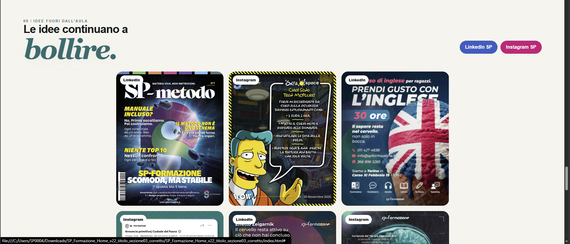 Redesign SP, idee e social