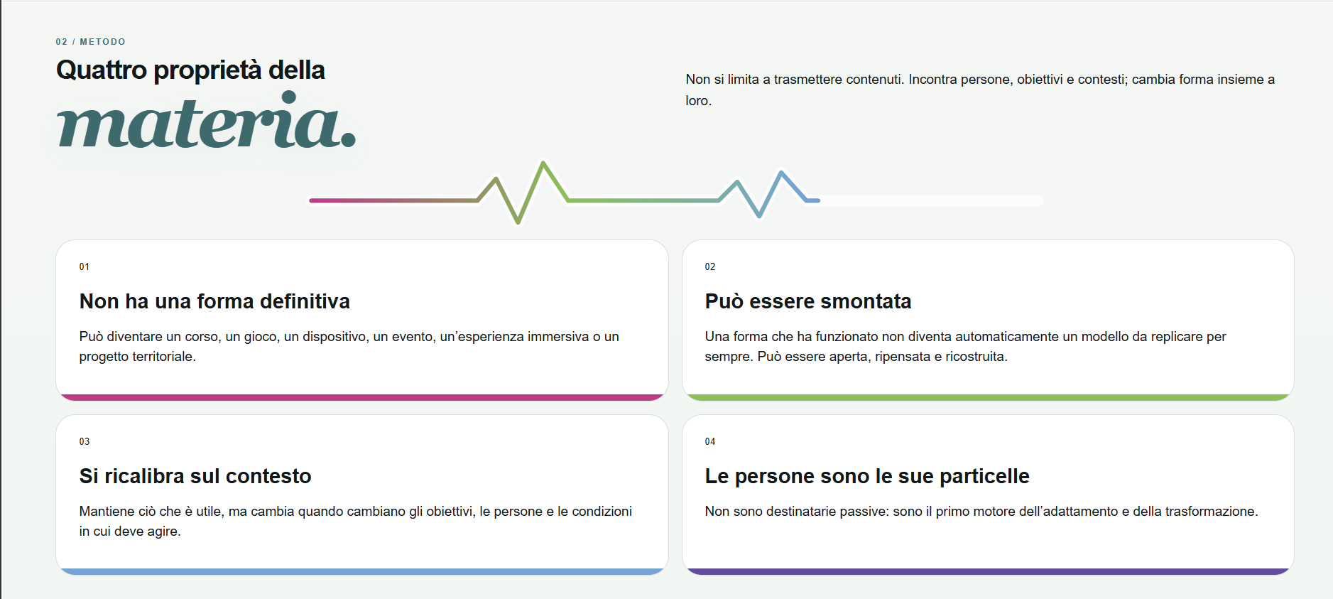 Redesign SP, metodo e proprietà della materia