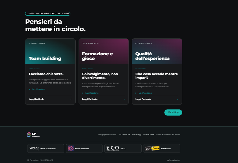 SP Experience, articoli e footer