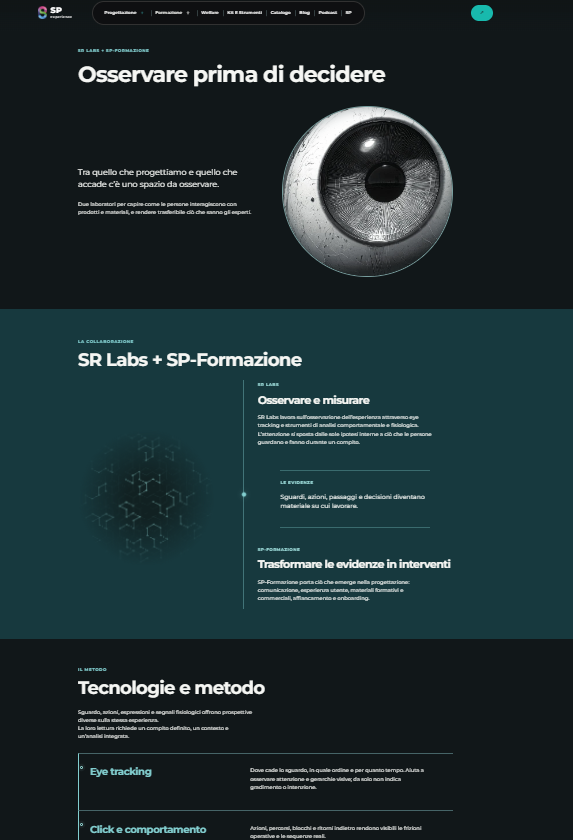 SP Experience, pagina SR Labs e SP Formazione